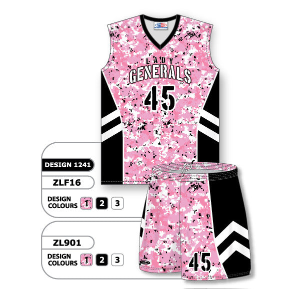 Athletic Knit Custom Sublimated Girls Sleeveless Lacrosse Uniform Set Design 1241 (ZLFS16-1241)